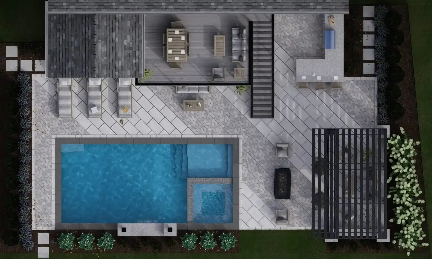 Custom swimming pool — daytime poolscape