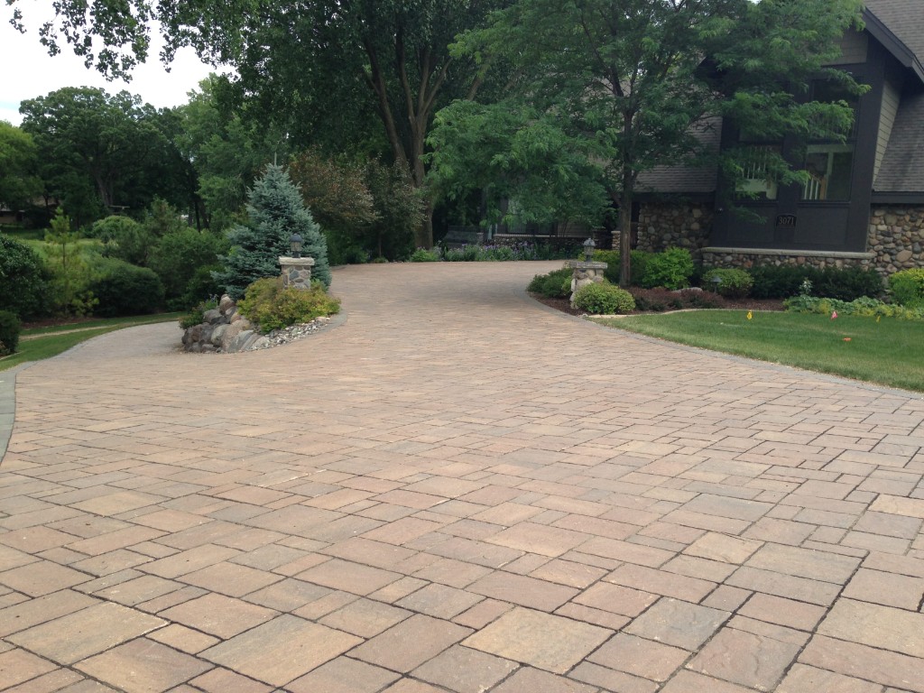 Driveway — curved paver approach to the house
