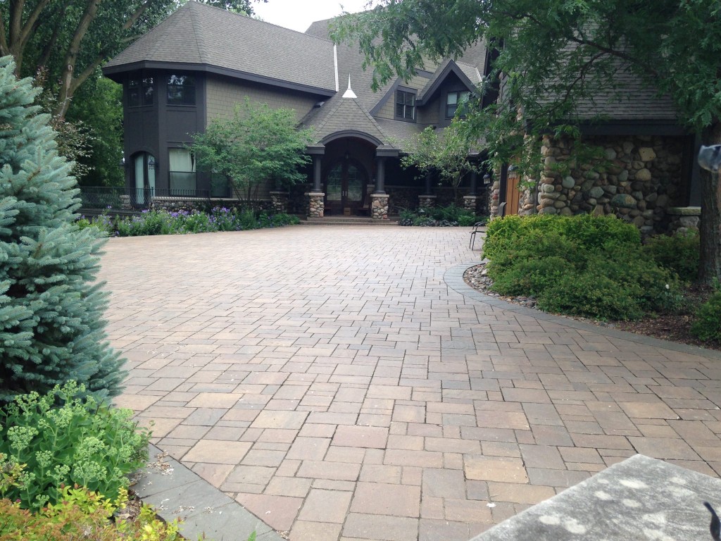 Driveway — paver driveway with landscaping
