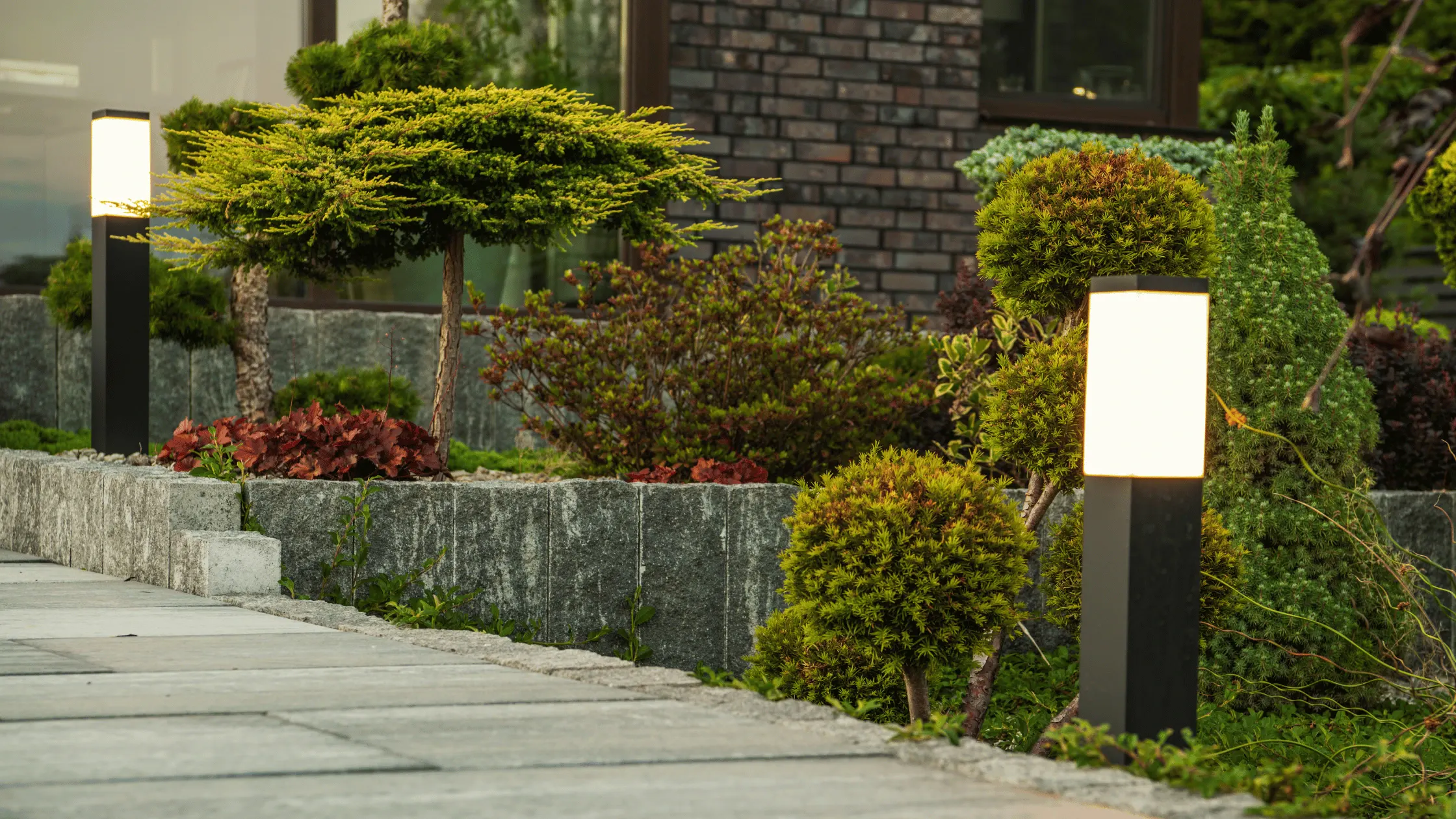 Landscape lighting — walkway and planting lights
