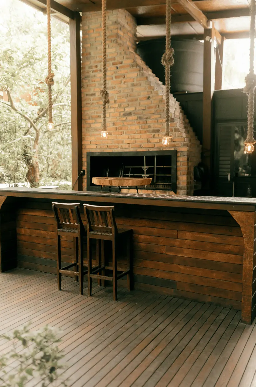 Outdoor kitchen — covered cooking and bar area